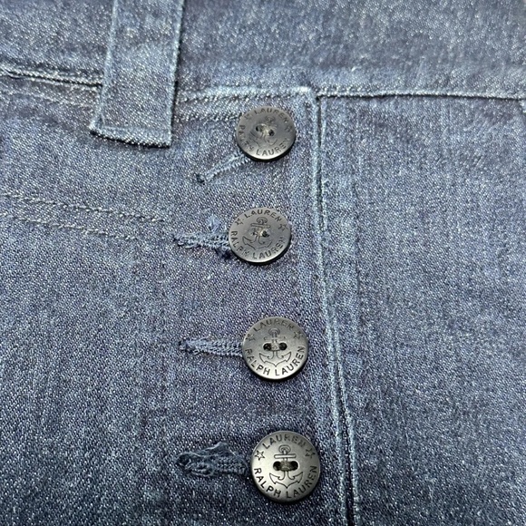 LRL Lauren Jeans Co Ralph Lauren Womens Sz 6 Denim Jean Skirt Dark Blue, Buttons - Picture 3 of 12